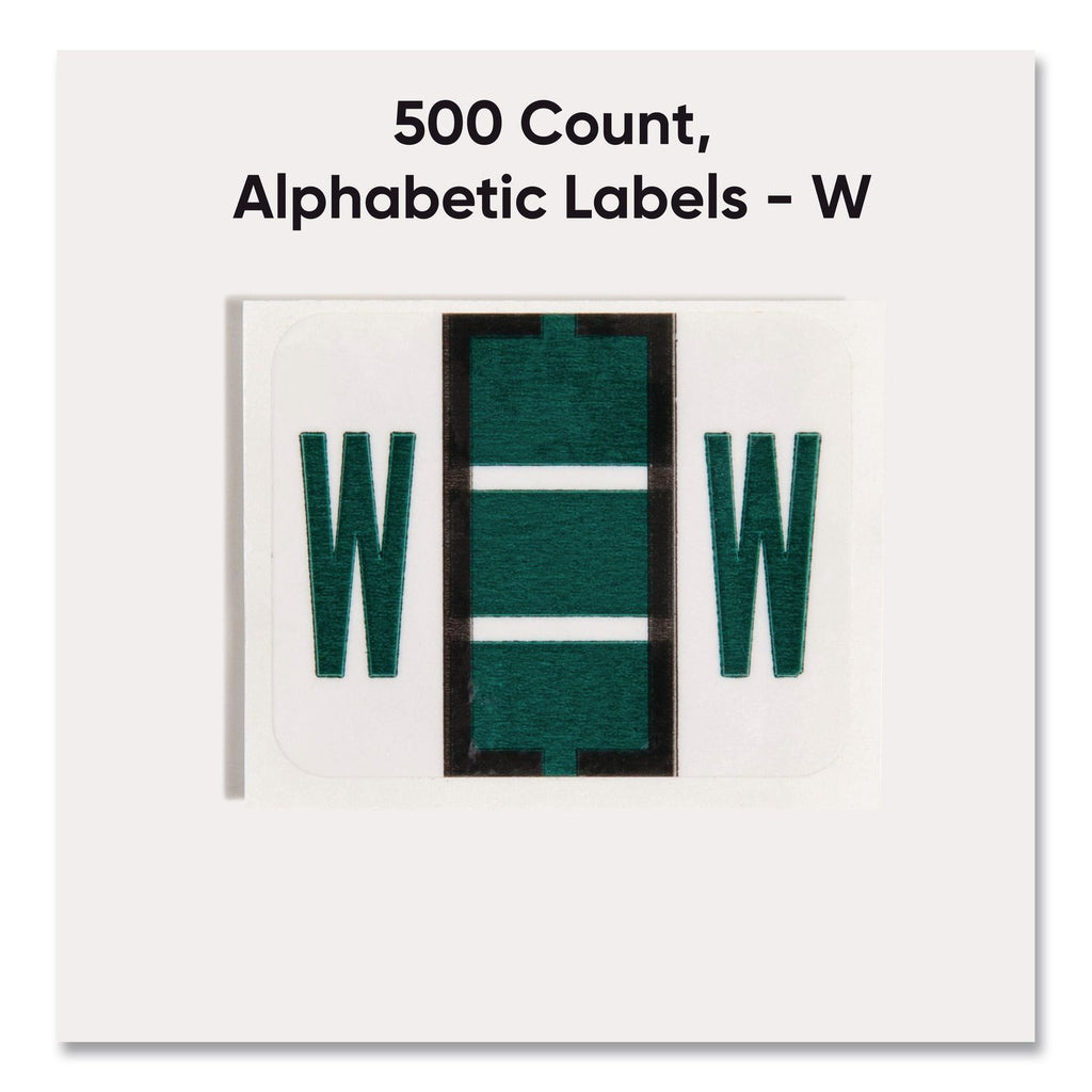 A-Z Color-Coded End Tab Filing Labels, W, 1 x 1.25, White, 500/Roll