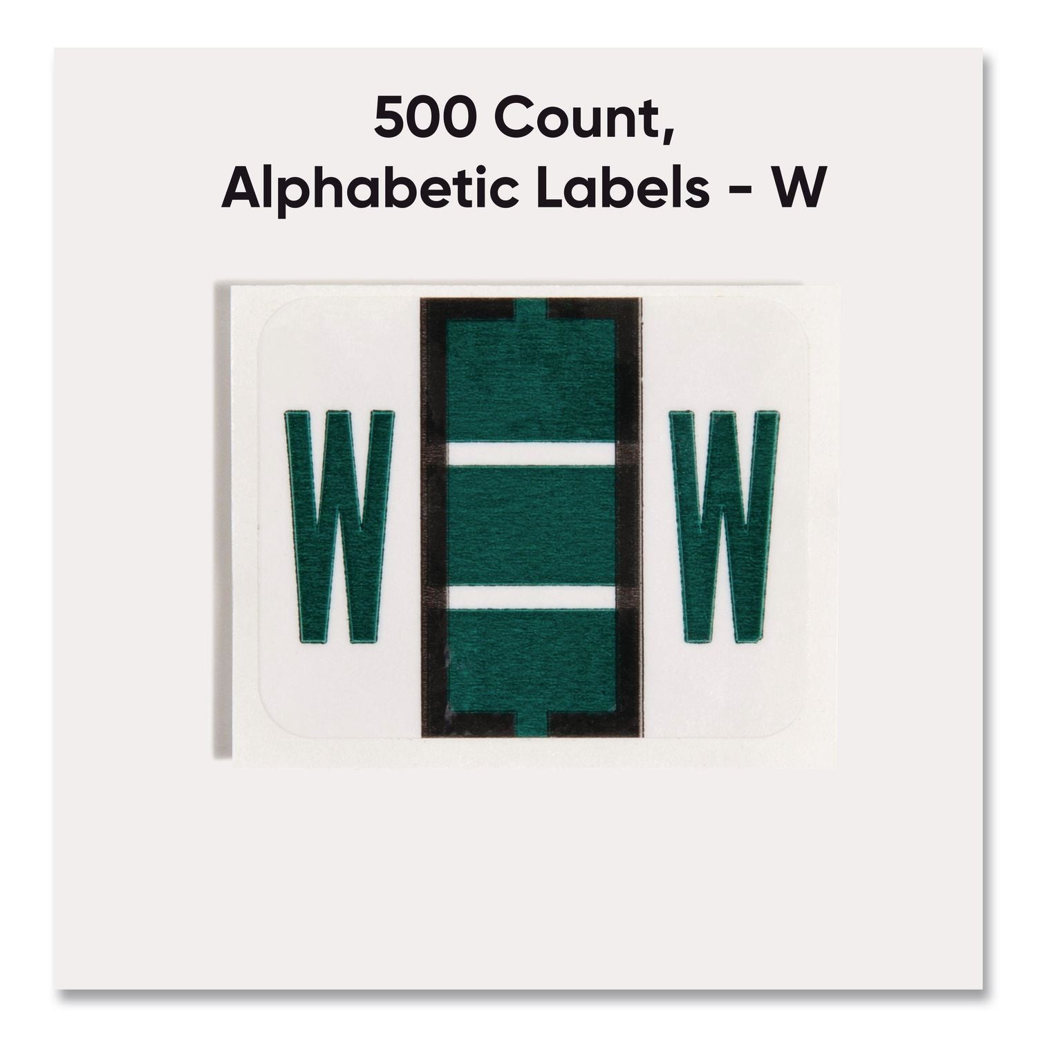 A-Z Color-Coded End Tab Filing Labels, W, 1 x 1.25, White, 500/Roll