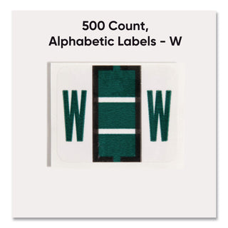 A-Z Color-Coded End Tab Filing Labels, W, 1 x 1.25, White, 500/Roll