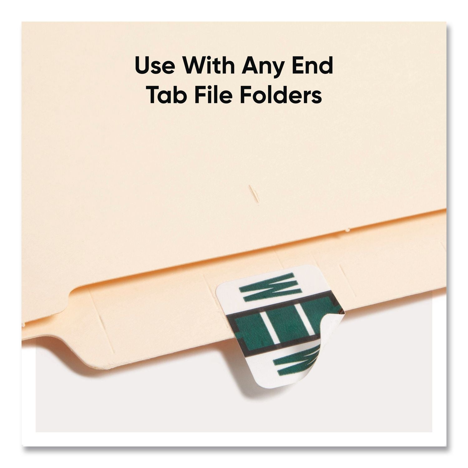 A-Z Color-Coded End Tab Filing Labels, W, 1 x 1.25, White, 500/Roll