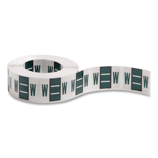 A-Z Color-Coded End Tab Filing Labels, W, 1 x 1.25, White, 500/Roll