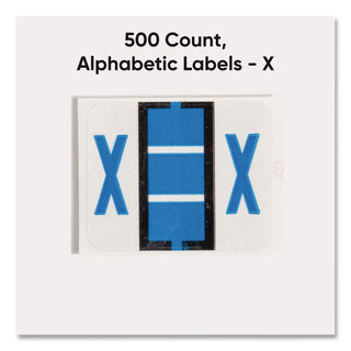 A-Z Color-Coded End Tab Filing Labels, X, 1 x 1.25, White, 500/Roll