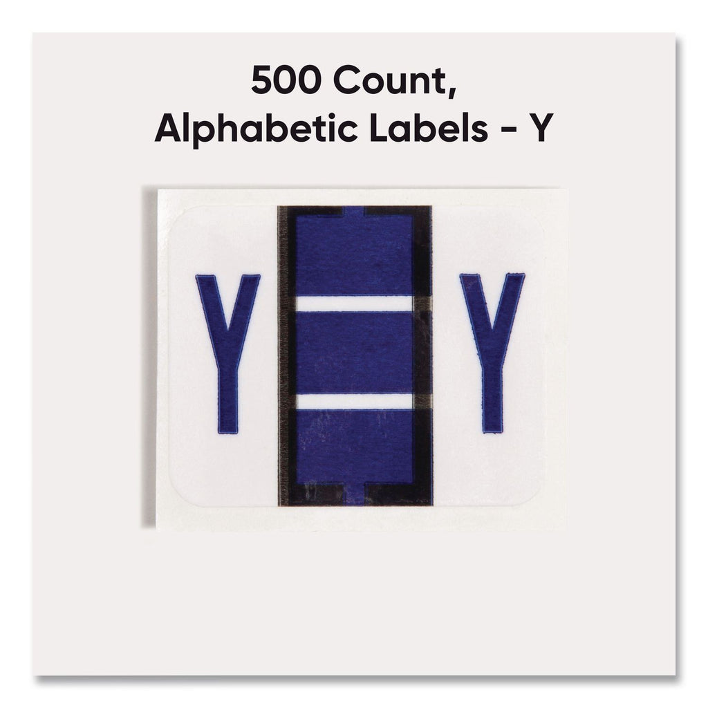 A-Z Color-Coded End Tab Filing Labels, Y, 1 x 1.25, White, 500/Roll