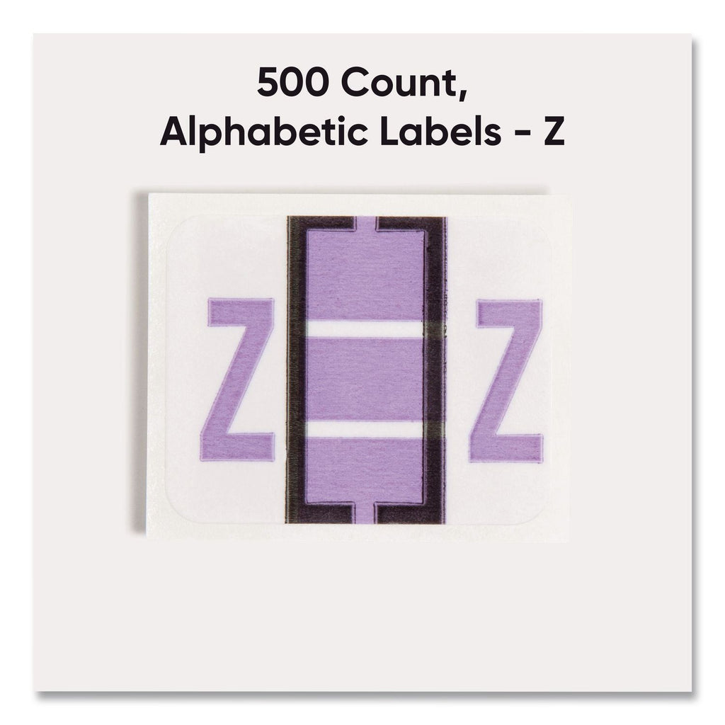 A-Z Color-Coded End Tab Filing Labels, Z, 1 x 1.25, White, 500/Roll