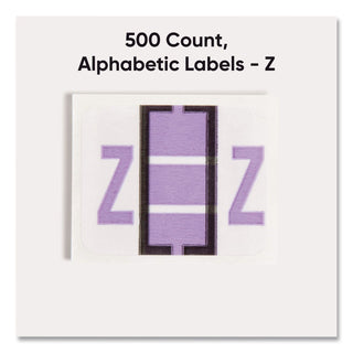 A-Z Color-Coded End Tab Filing Labels, Z, 1 x 1.25, White, 500/Roll