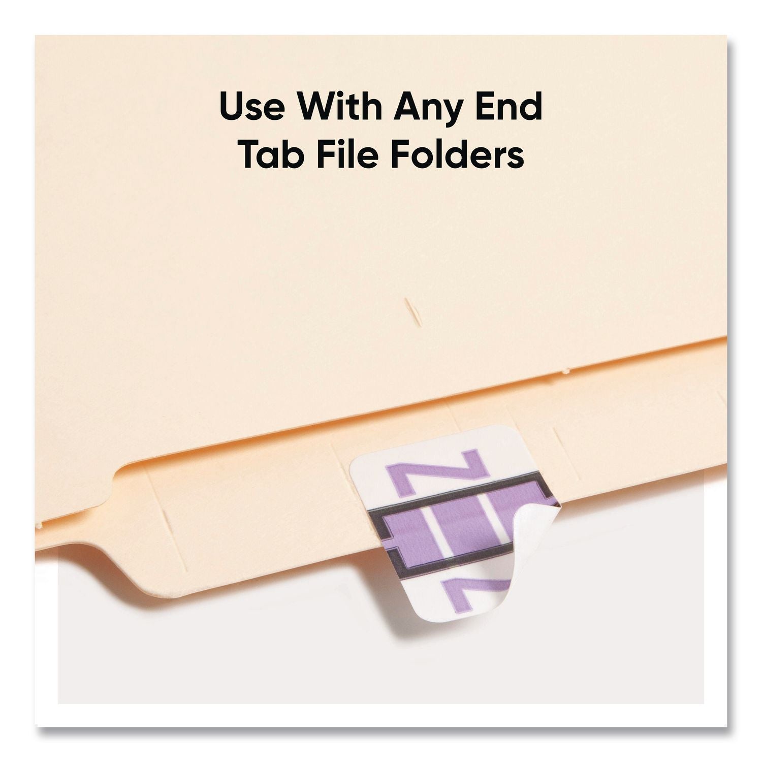 A-Z Color-Coded End Tab Filing Labels, Z, 1 x 1.25, White, 500/Roll
