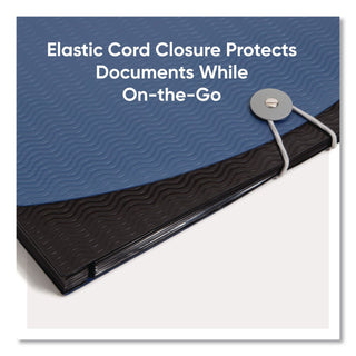 12-Pocket Poly Expanding File, 0.88" Expansion, 12 Sections, Cord/Hook Closure, 1/6-Cut Tabs, Letter Size, Black/Blue