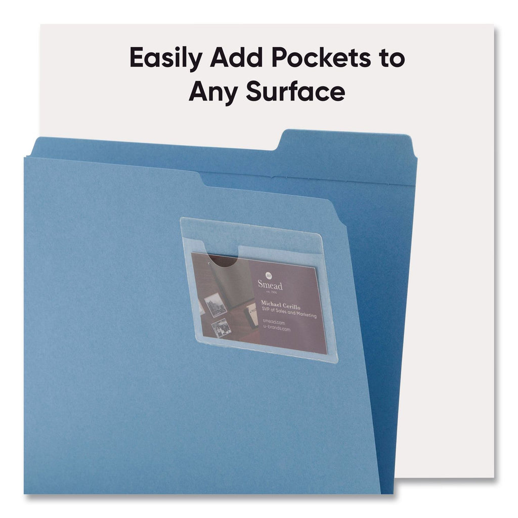 Self-Adhesive Poly Pockets, Top Load, 4.06 x 3, Clear, 100/Box