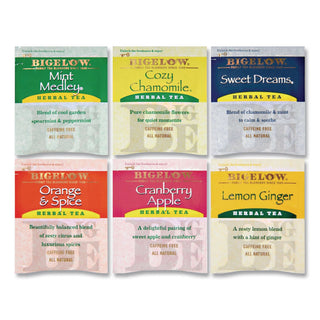 Assorted Tea Packs, Six Flavors, 28/Box, 168/Carton