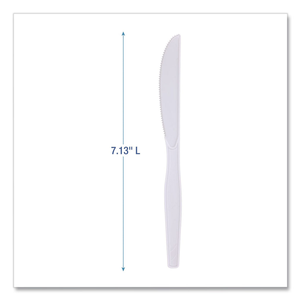 Mediumweight Polystyrene Cutlery, Knife, White, 100/Box