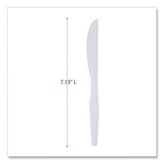 Mediumweight Polystyrene Cutlery, Knife, White, 100/Box