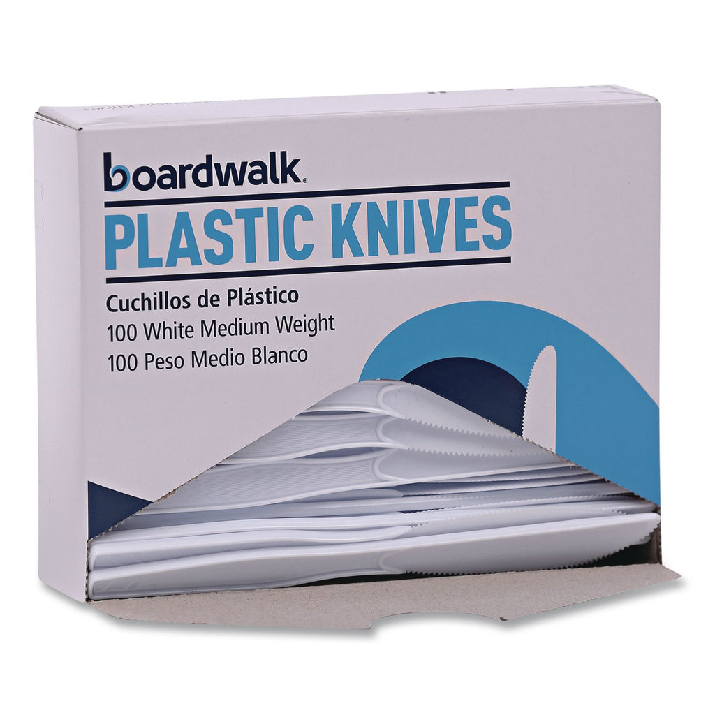 Mediumweight Polystyrene Cutlery, Knife, White, 100/Box