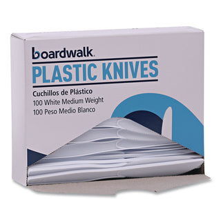 Mediumweight Polystyrene Cutlery, Knife, White, 100/Box