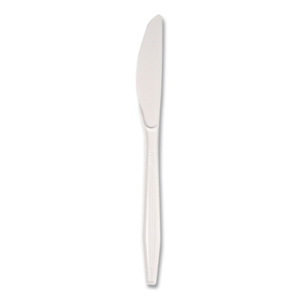 Mediumweight Polystyrene Cutlery, Knife, White, 100/Box