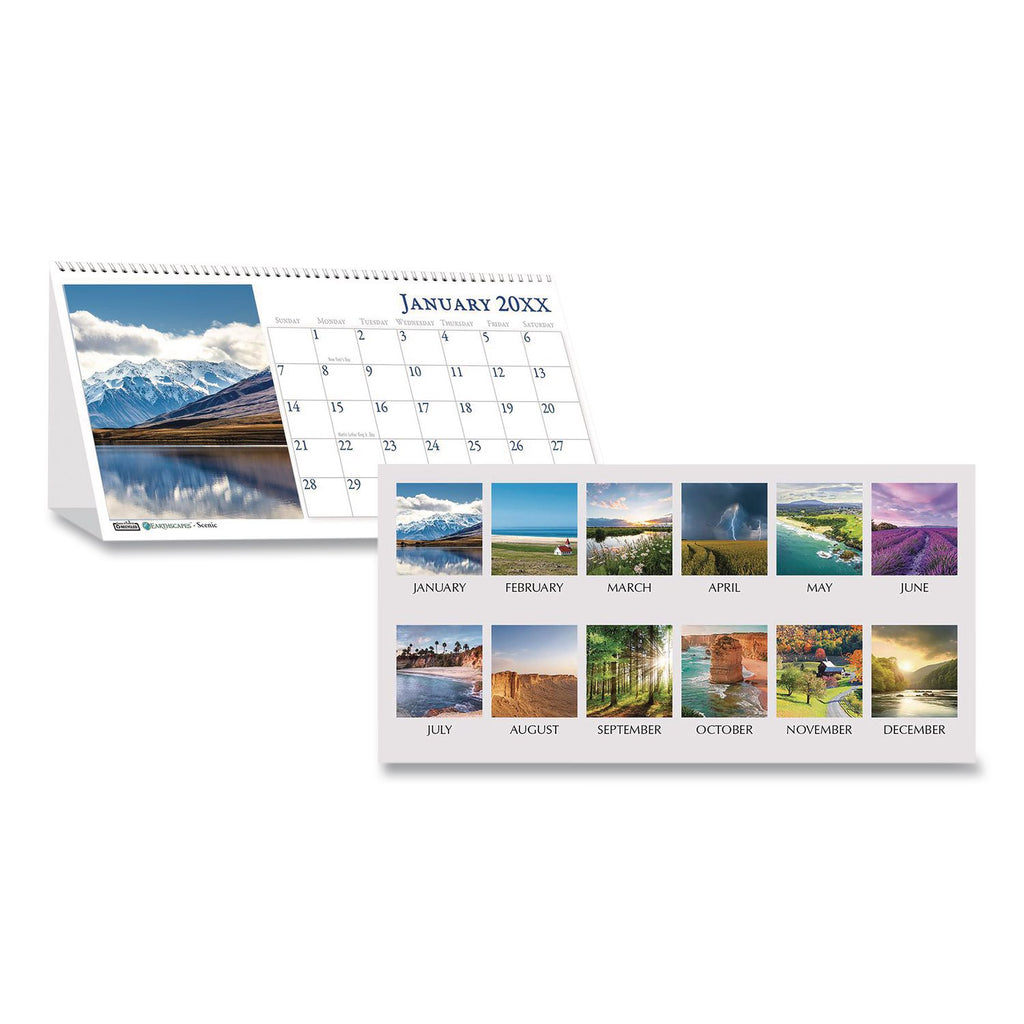 Earthscapes Recycled Desk Tent Monthly Calendar, Scenic Photography, 8.5 x 4.5, White Sheets, 12-Month (Jan to Dec): 2024