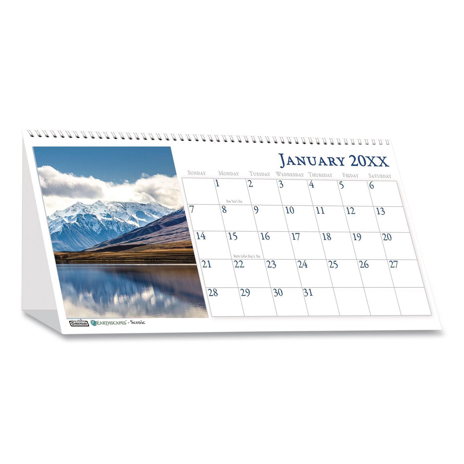 Earthscapes Recycled Desk Tent Monthly Calendar, Scenic Photography, 8.5 x 4.5, White Sheets, 12-Month (Jan to Dec): 2024