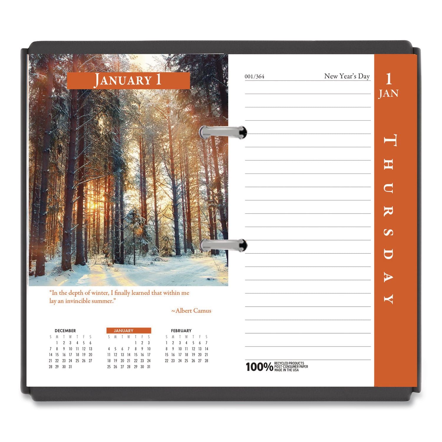 Earthscapes Desk Calendar Refill, Nature Photography, 3.5 x 6, White/Multicolor Sheets, 12-Month (Jan to Dec): 2024