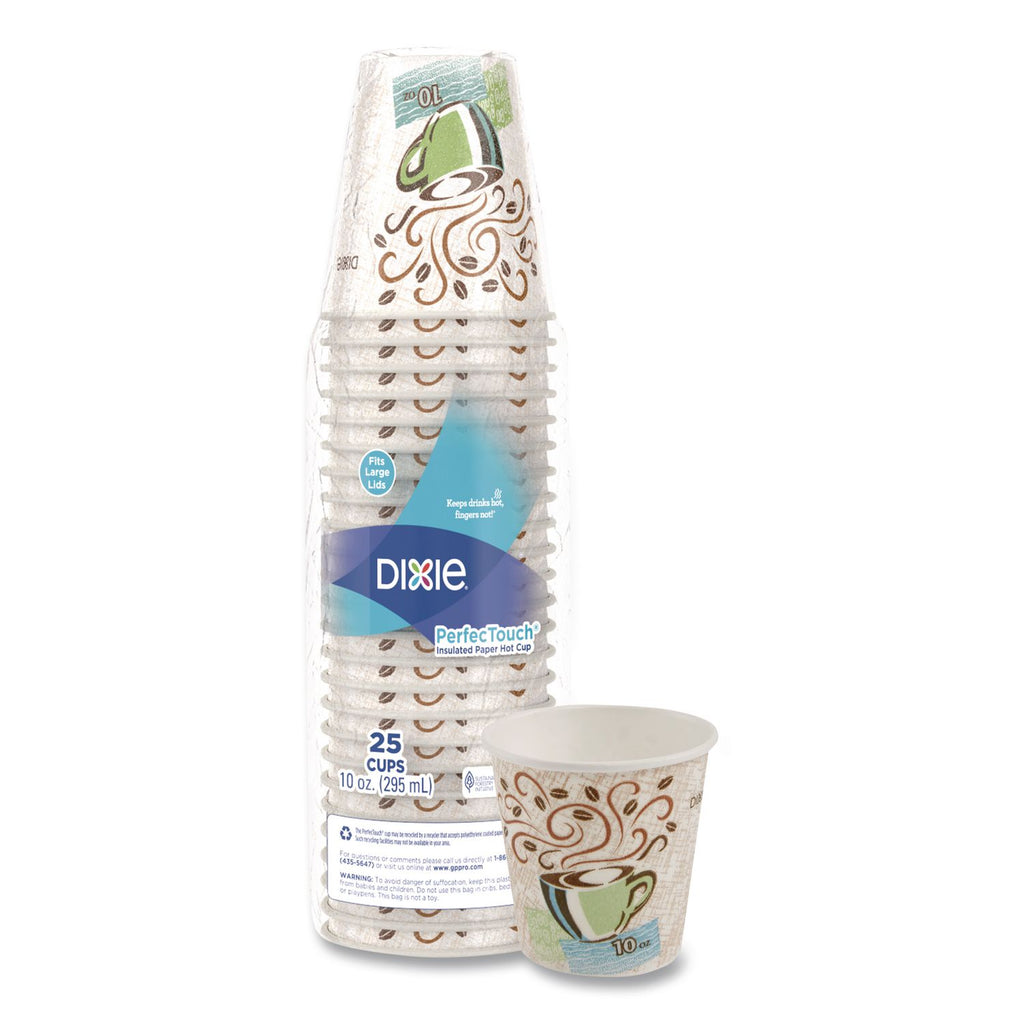 PerfecTouch Paper Hot Cups, 10 oz, Coffee Haze Design, 25 Sleeve, 20 Sleeves/Carton