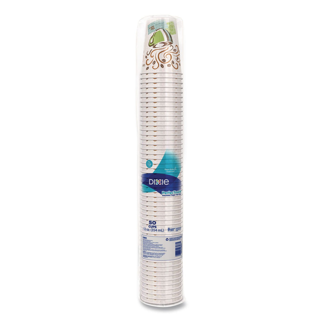 PerfecTouch Paper Hot Cups, 12 oz, Coffee Haze Design, 50/Sleeve, 20 Sleeves/Carton