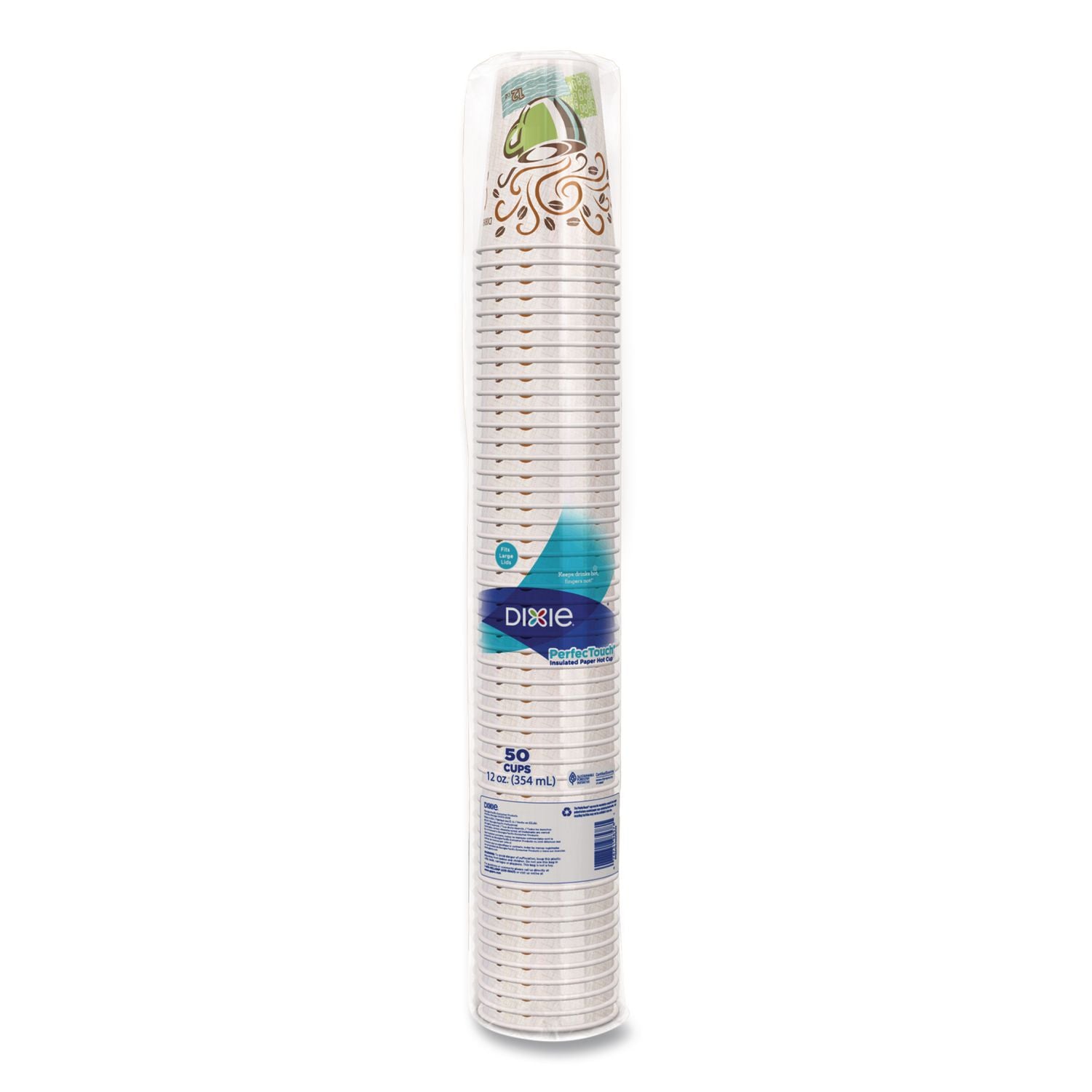 PerfecTouch Paper Hot Cups, 12 oz, Coffee Haze Design, 50/Sleeve, 20 Sleeves/Carton