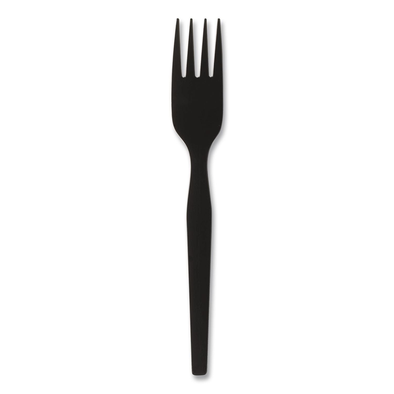 SmartStock Plastic Cutlery Refill, Forks, 6", Series-O Heavyweight, Black, 40/Pack, 24 Packs/Carton