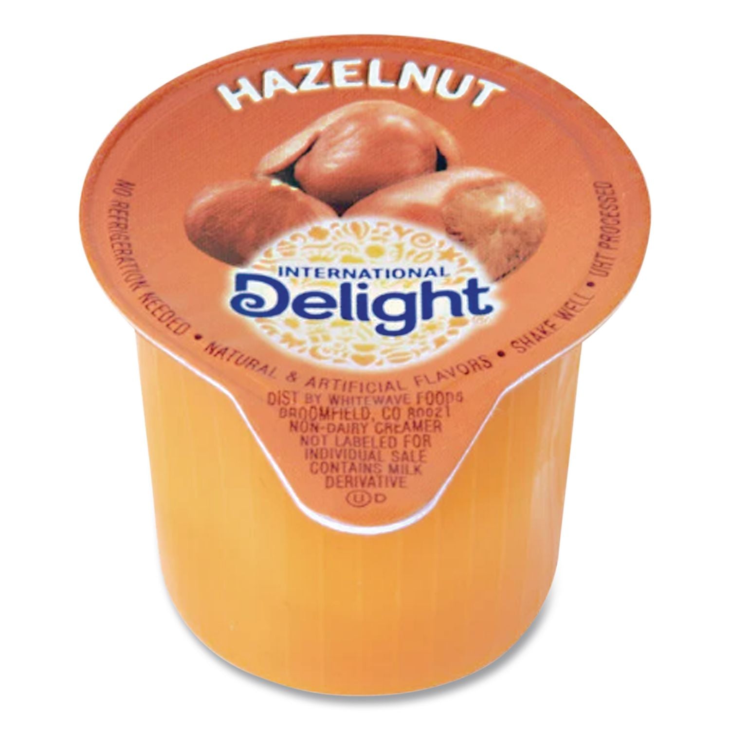 Flavored Liquid Non-Dairy Coffee Creamer, Hazelnut, 0.4375 oz Cup, 48/Box