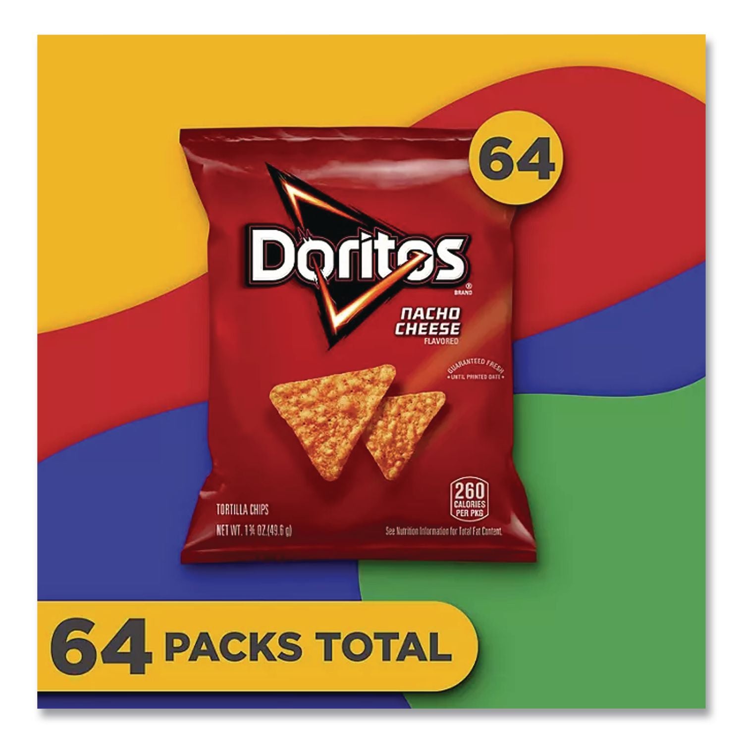 Nacho Cheese Tortilla Chips, 1.75 oz Bag, 64/Carton