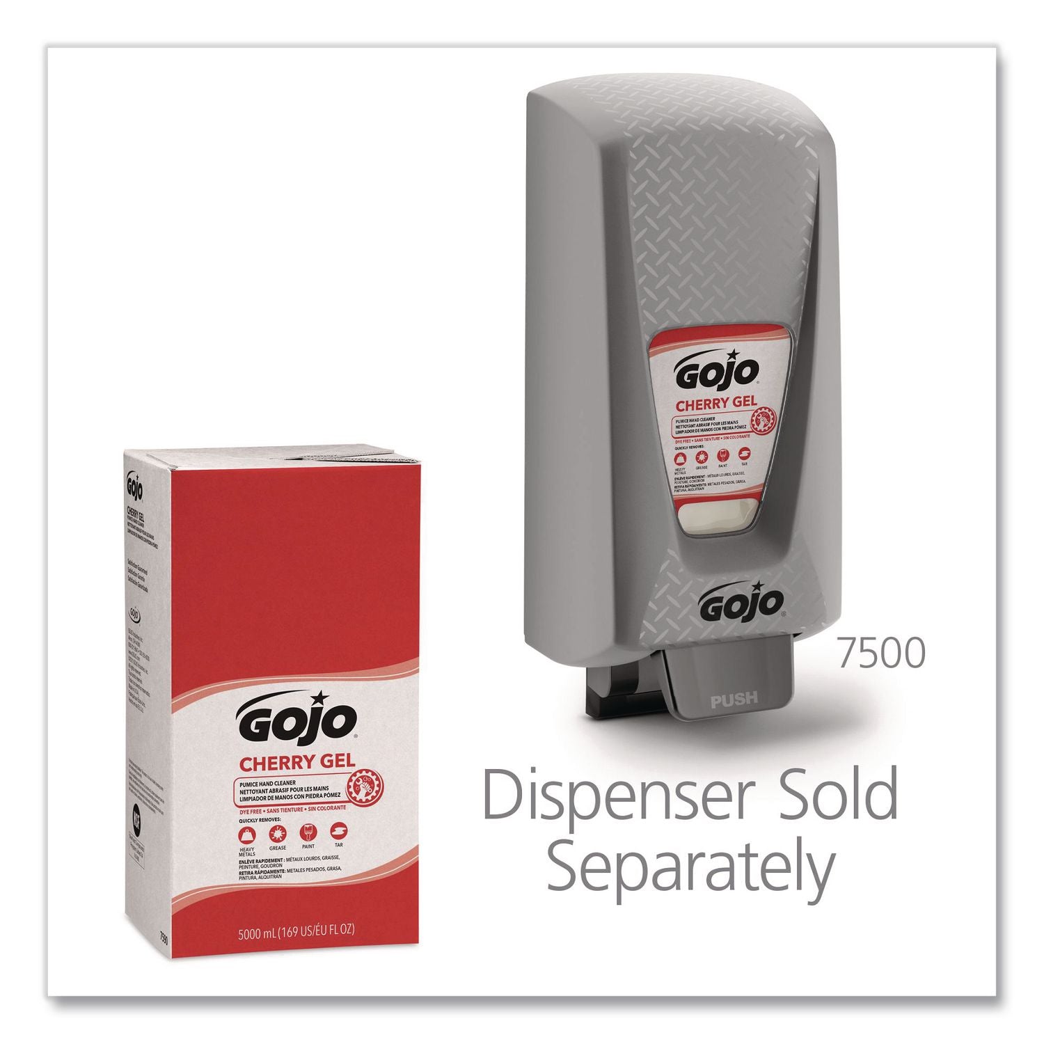 Gojo PRO TDX 5000 Dispenser Cherry Hand Cleaner - Cherry ScentFor - 1.3 gal (5 L) - Push Pump Dispenser - Dirt Remover, Grease Remover, Oil Remover - Hand - Red - pH Balanced, Heavy Duty, VOC-free, NPE-free - 2 / Carton