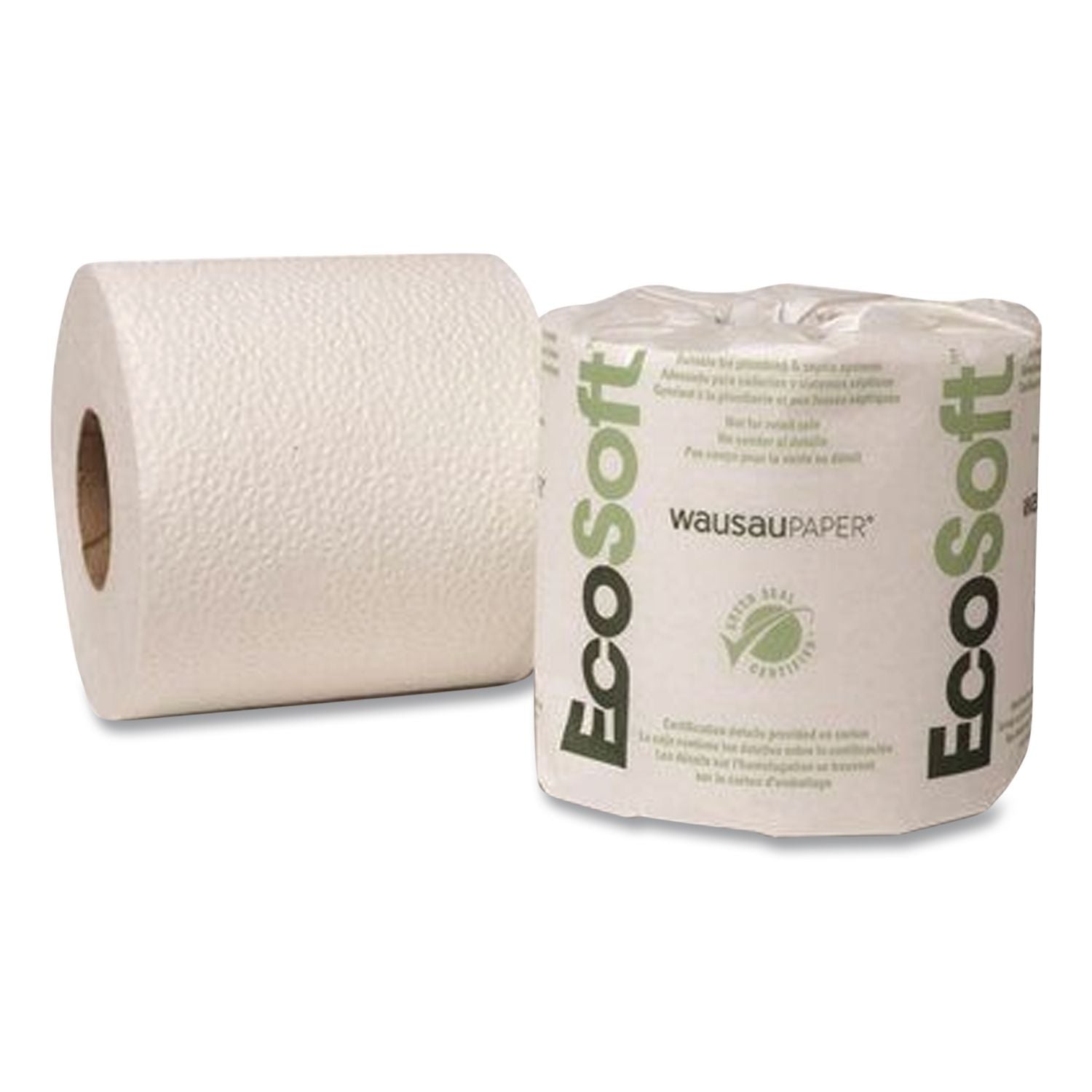 Recycled 1-Ply Standard Bathroom Tissue, Septic Safe, White, 4.4" Wide, 1,200 Sheets/Roll, 80 Rolls/Carton