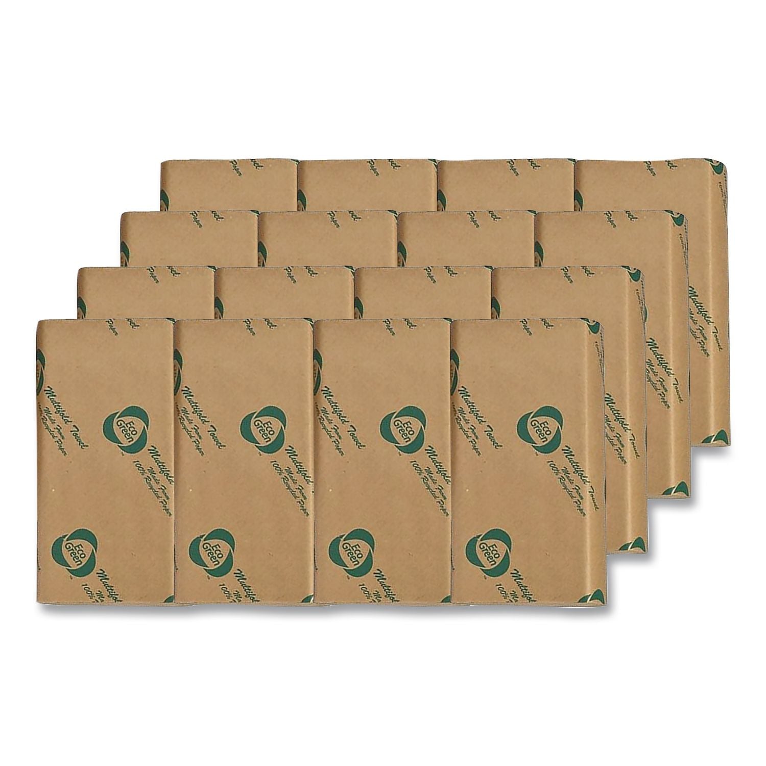 Recycled Multifold Paper Towels, 1-Ply, 9.5 x 9.5, White, 250/Pack, 16 Packs/Carton