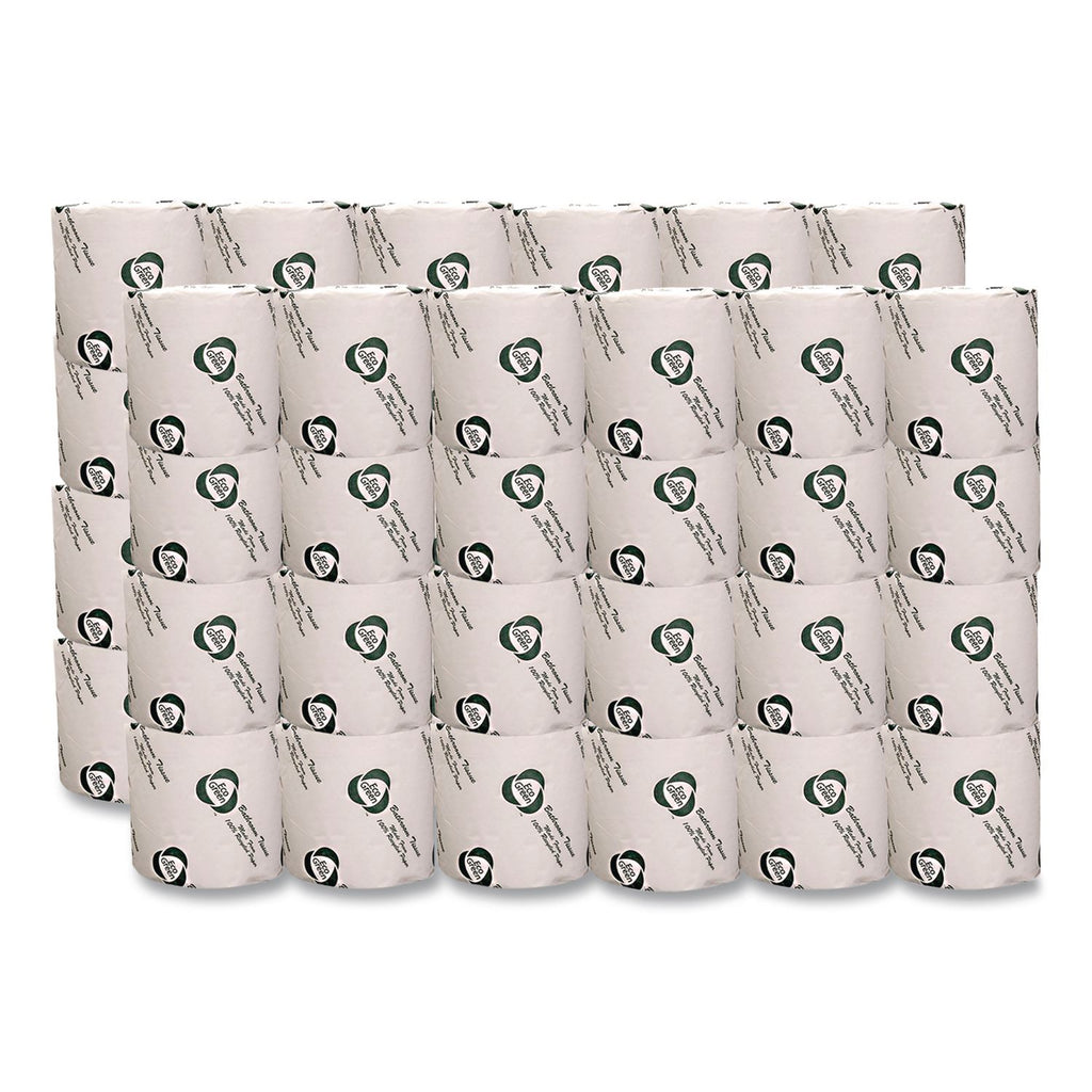 Recycled 2-Ply Standard Toilet Paper, Septic Safe, White, 4.25" Wide, 500 Sheets/Roll, 80 Rolls/Carton