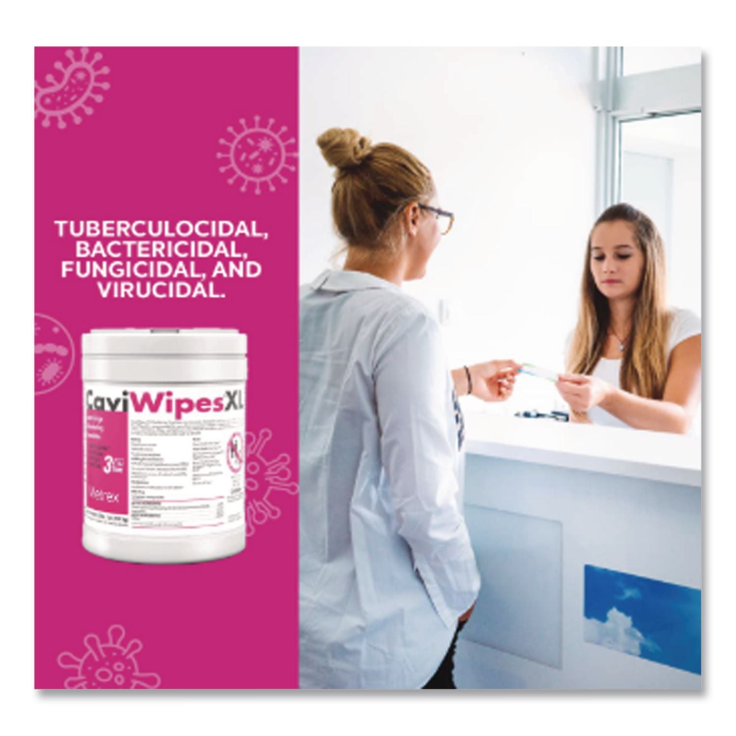 XL Disinfecting Towelettes, 10 x 12, Fragrance Free, White, 66 Wipes/Canister
