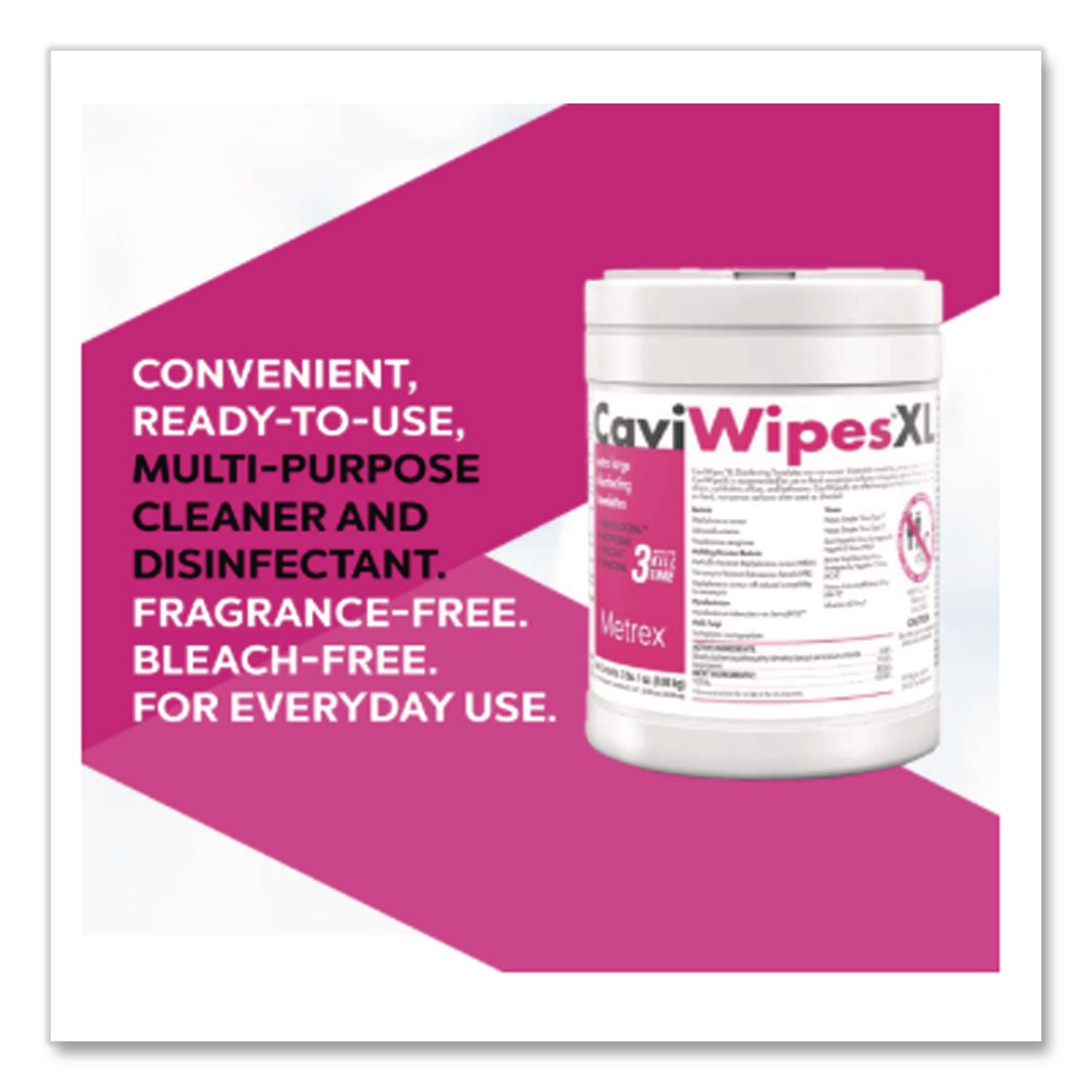 XL Disinfecting Towelettes, 10 x 12, Fragrance Free, White, 66 Wipes/Canister