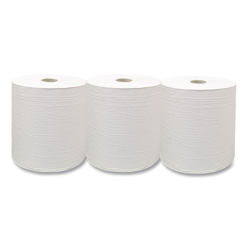 Recycled Hardwound Paper Towels, 1-Ply, 7.88" x 800 ft, 1.8 Core, White, 6 Rolls/Carton