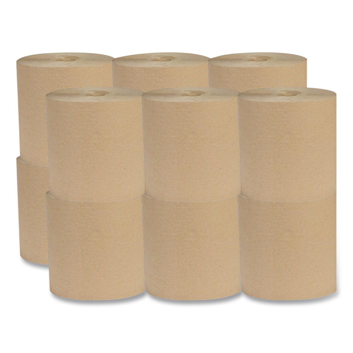 Recycled Hardwound Paper Towels, 1-Ply, 7.87" x 700 ft, Kraft, 12 Rolls/Carton