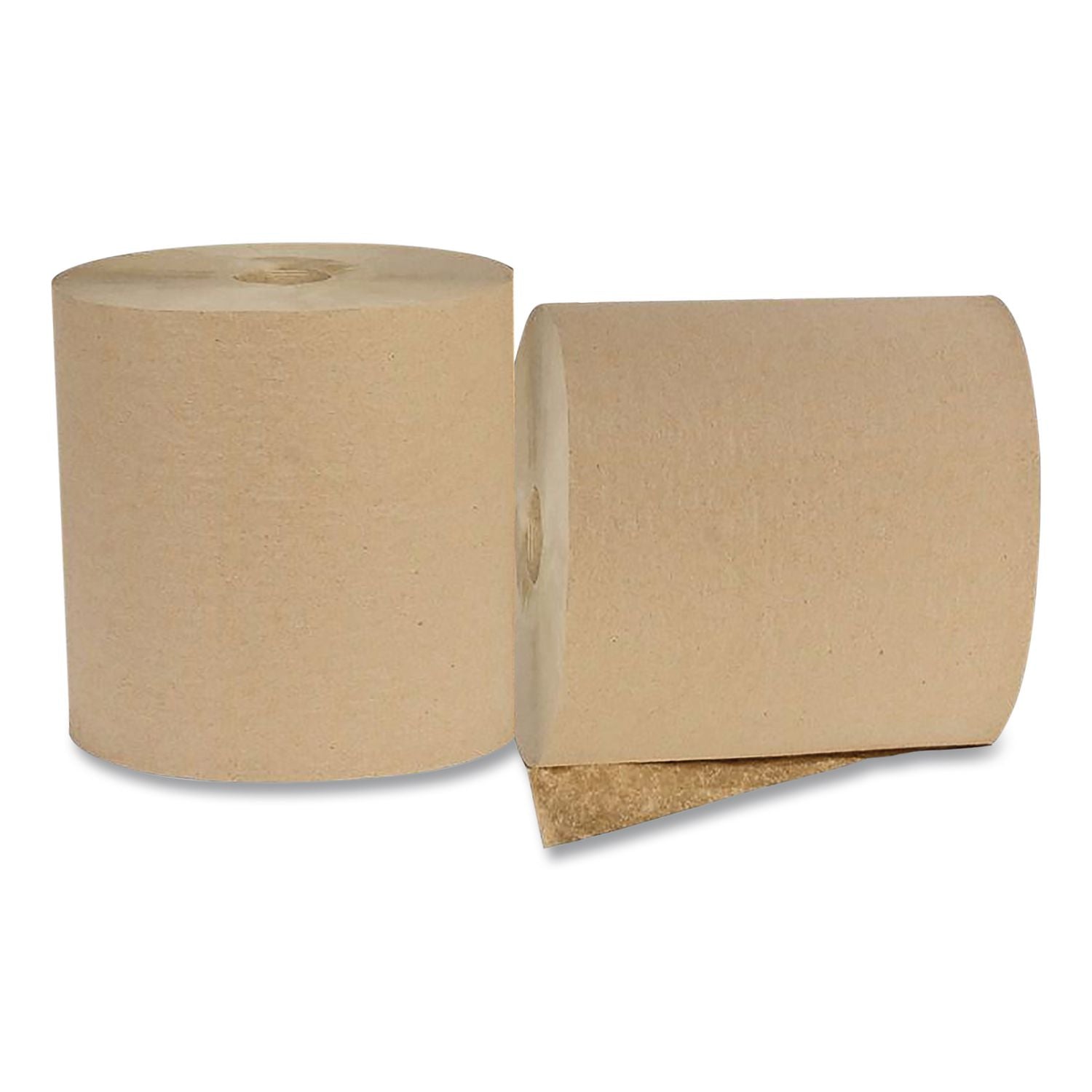 Recycled Hardwound Paper Towels, 1-Ply, 8" x 600 ft, 1.6 Core, Kraft, 12 Rolls/Carton