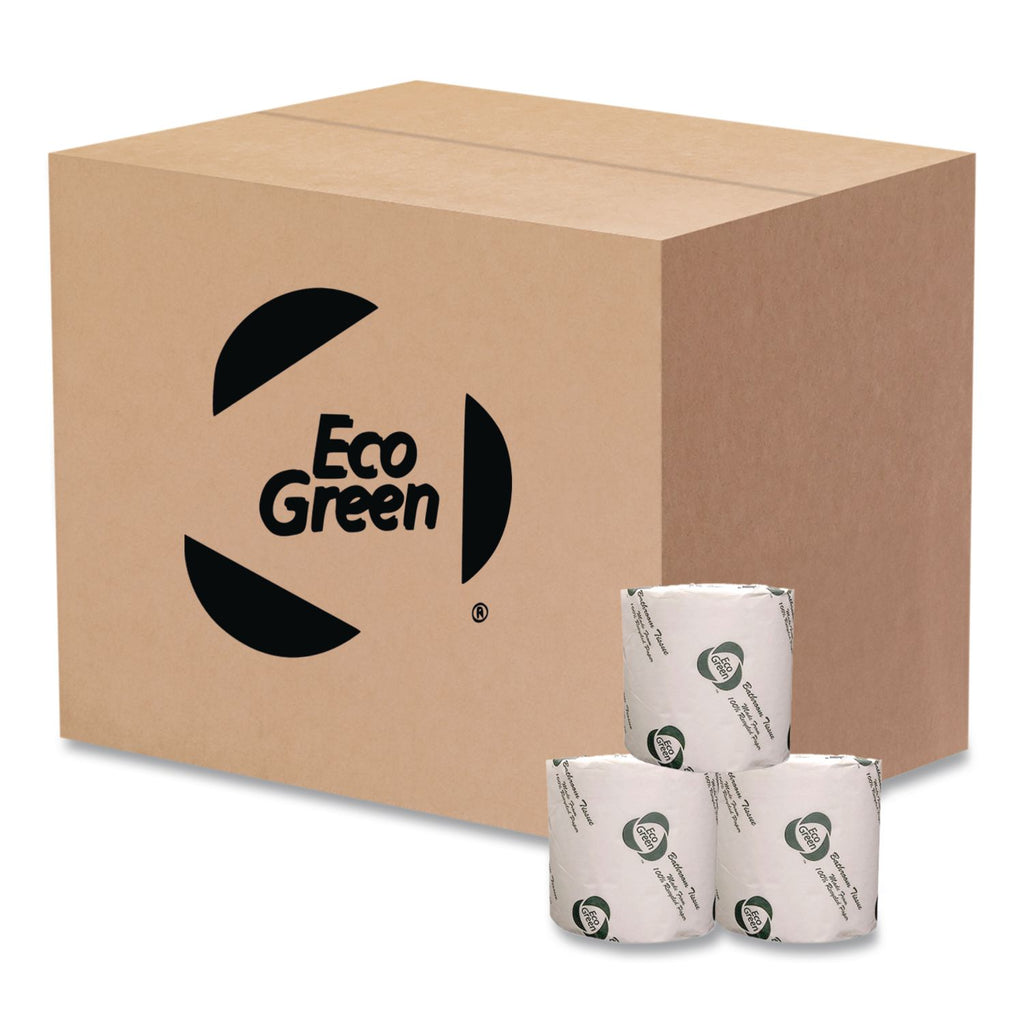 Recycled 2-Ply Standard Toilet Paper, Septic Safe, White, 4.25" Wide, 500 Sheets/Roll, 80 Rolls/Carton