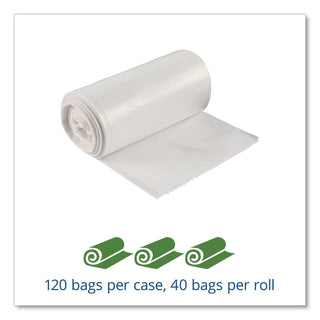 Controlled Life-Cycle Plastic Trash Bags, 13 gal, 0.7 mil, 24" x 30", White, 120/Box