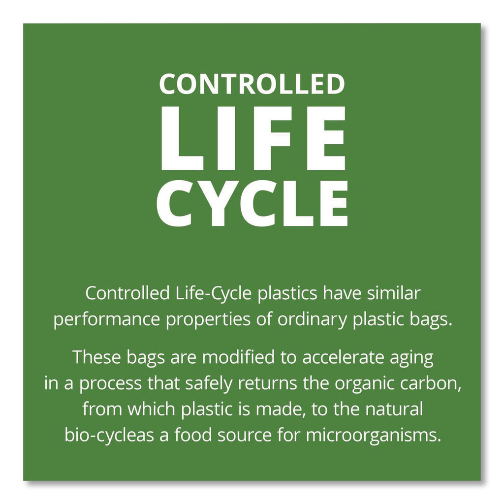 Controlled Life-Cycle Plastic Trash Bags, 13 gal, 0.7 mil, 24" x 30", White, 120/Box