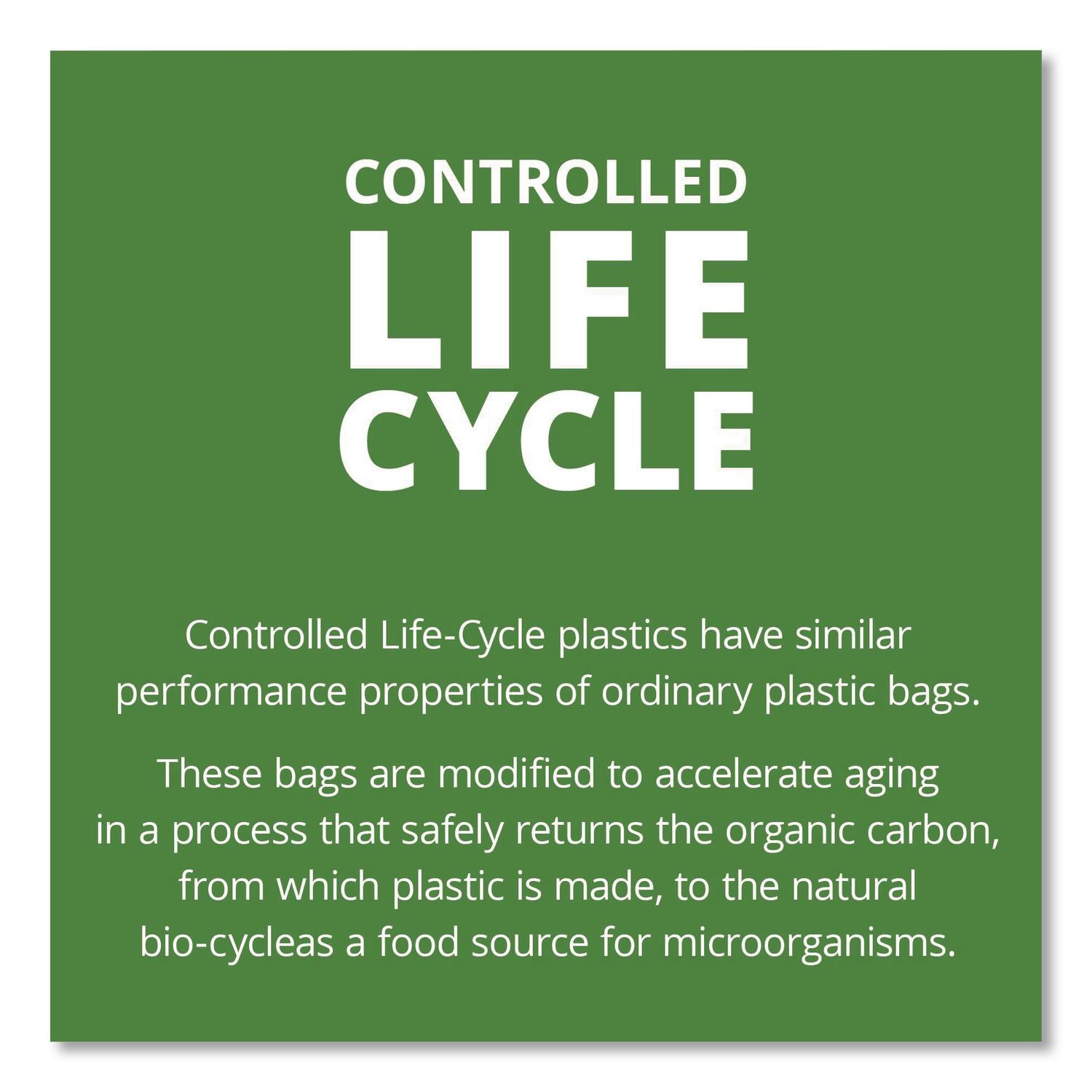 Controlled Life-Cycle Plastic Trash Bags, 13 gal, 0.7 mil, 24" x 30", White, 120/Box