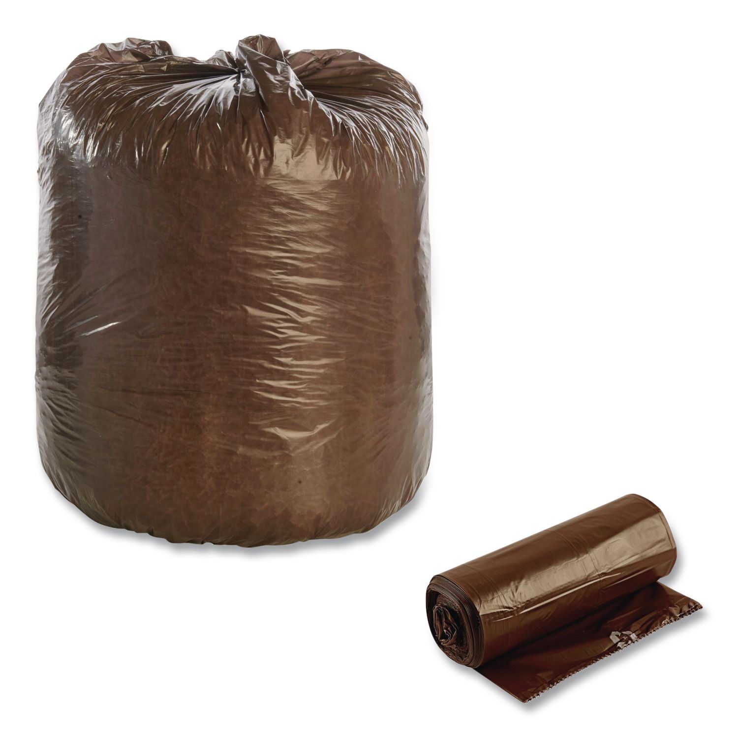 Controlled Life-Cycle Plastic Trash Bags, 30 gal, 0.8 mil, 30" x 36", Brown, 60/Box