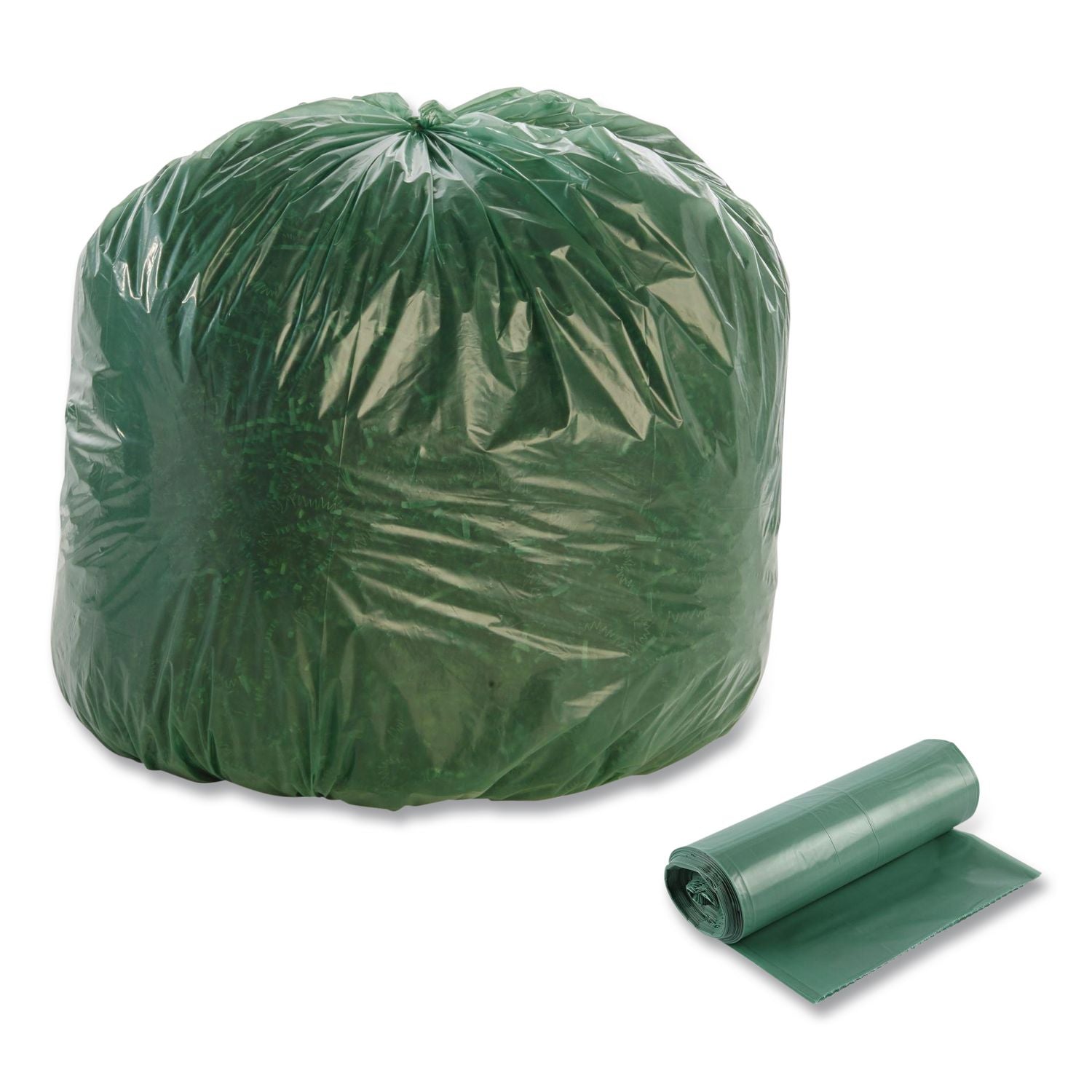Controlled Life-Cycle Plastic Trash Bags, 33 gal, 1.1 mil, 33" x 40", Green, 40/Box