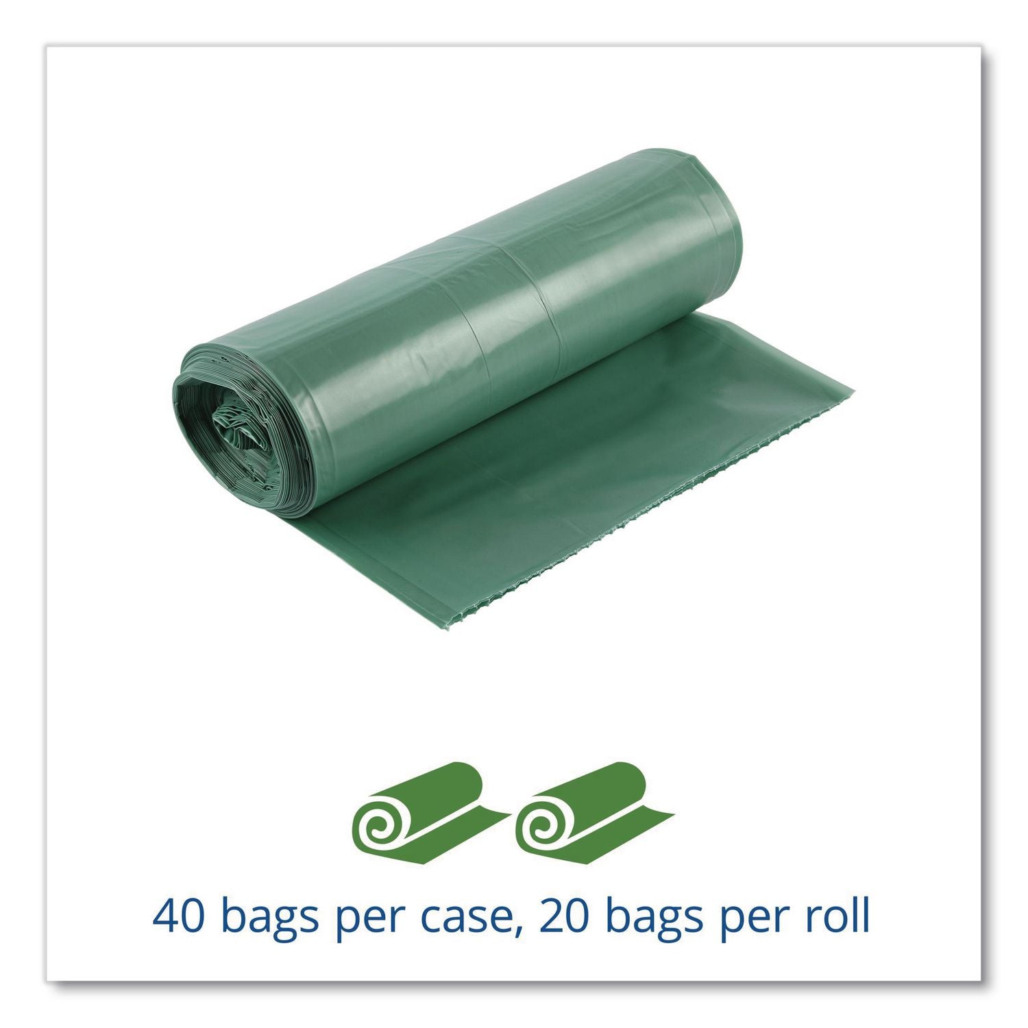 Controlled Life-Cycle Plastic Trash Bags, 33 gal, 1.1 mil, 33" x 40", Green, 40/Box