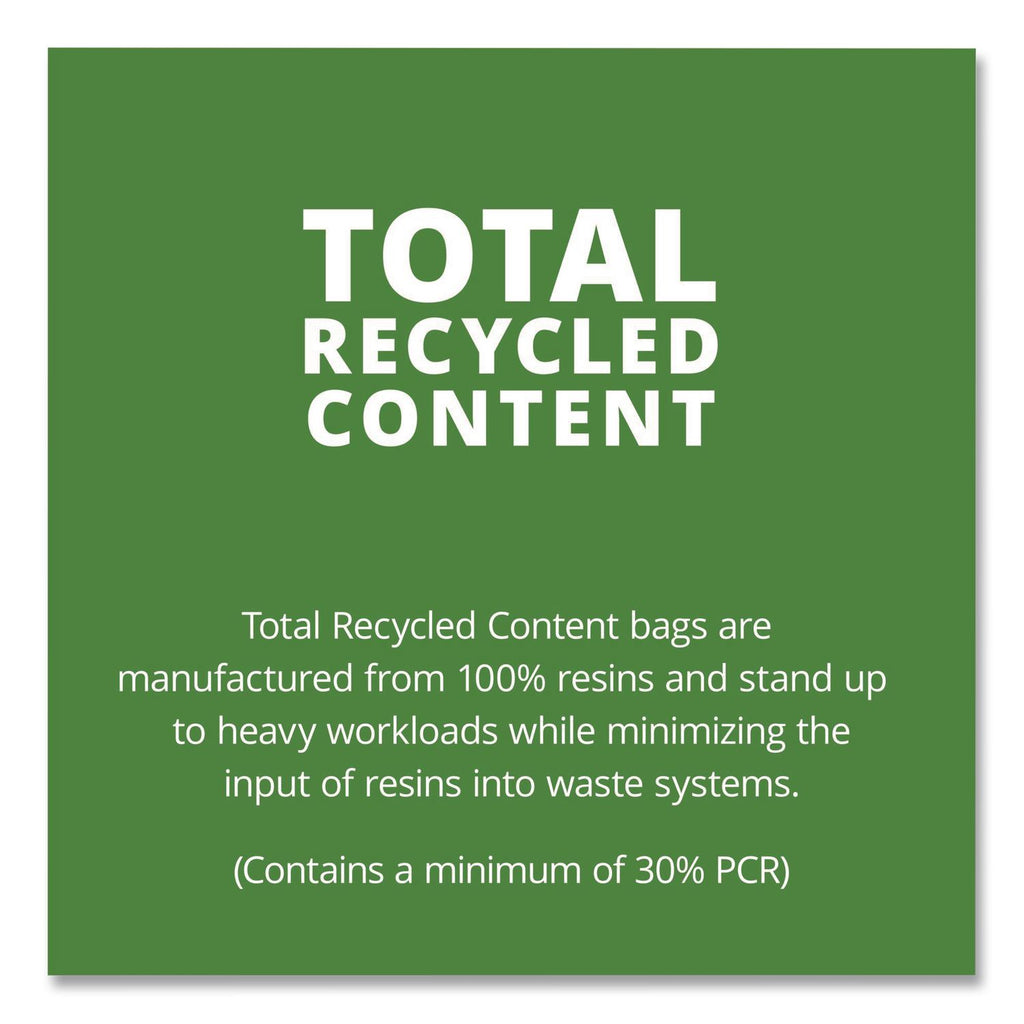Total Recycled Content Plastic Trash Bags, 10 gal, 1 mil, 24" x 24", Brown/Black, 250/Carton