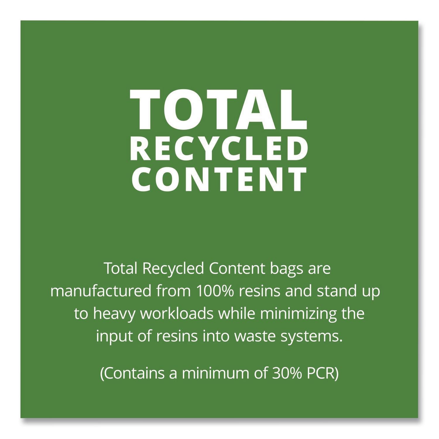 Total Recycled Content Plastic Trash Bags, 10 gal, 1 mil, 24" x 24", Brown/Black, 250/Carton