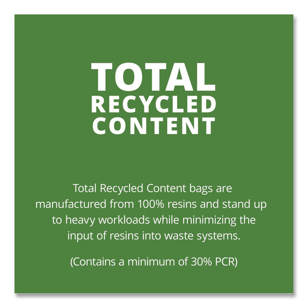 Total Recycled Content Plastic Trash Bags, 33 gal, 1.3 mil, 33" x 40", Brown/Black, 100/Carton