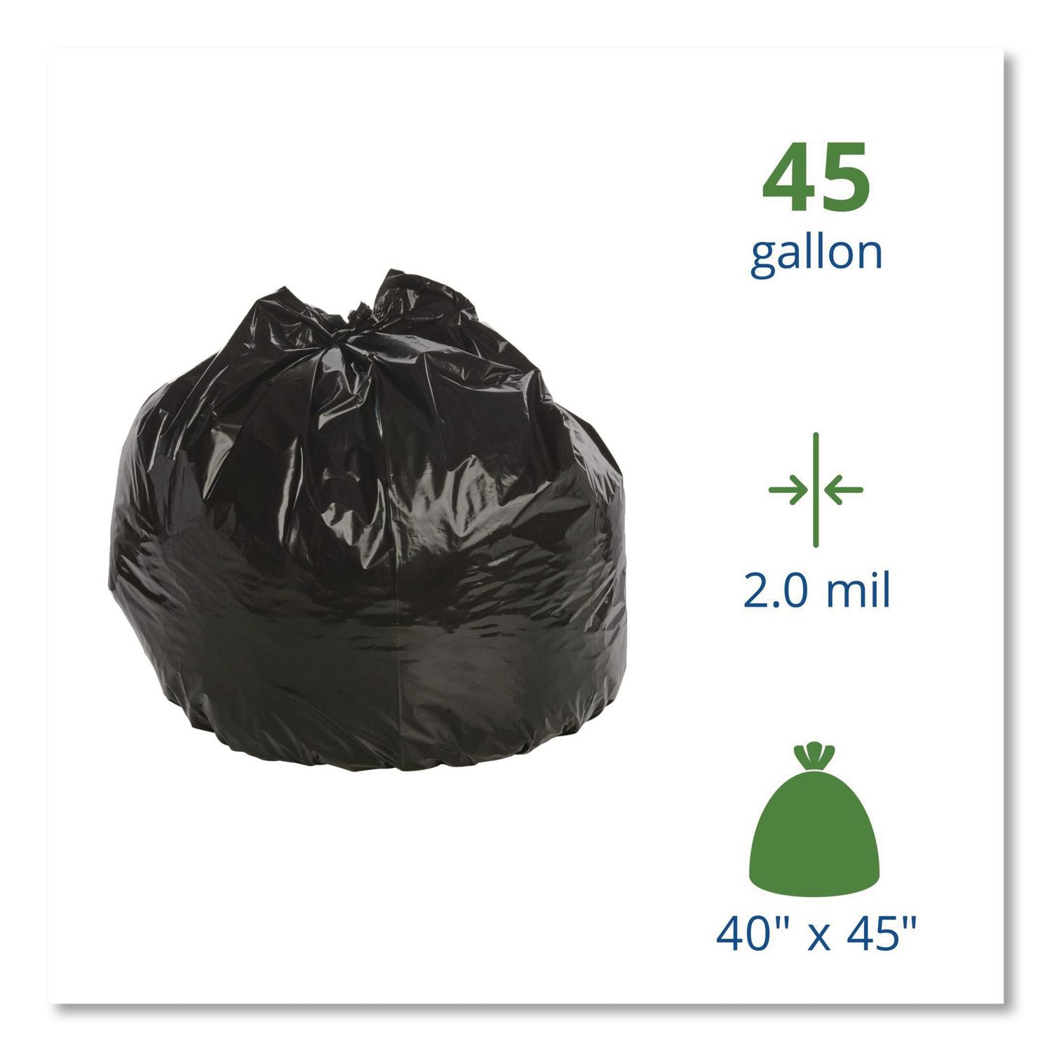Insect-Repellent Trash Bags, 45 gal, 2 mil, 40" x 45", Black, 65/Box