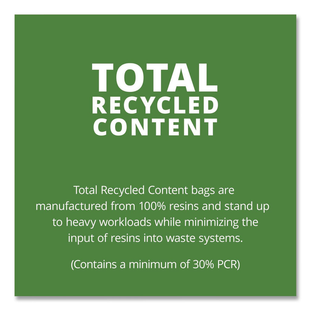 Total Recycled Content Plastic Trash Bags, 60 gal, 1.5 mil, 36" x 58", Brown/Black, 100/Carton