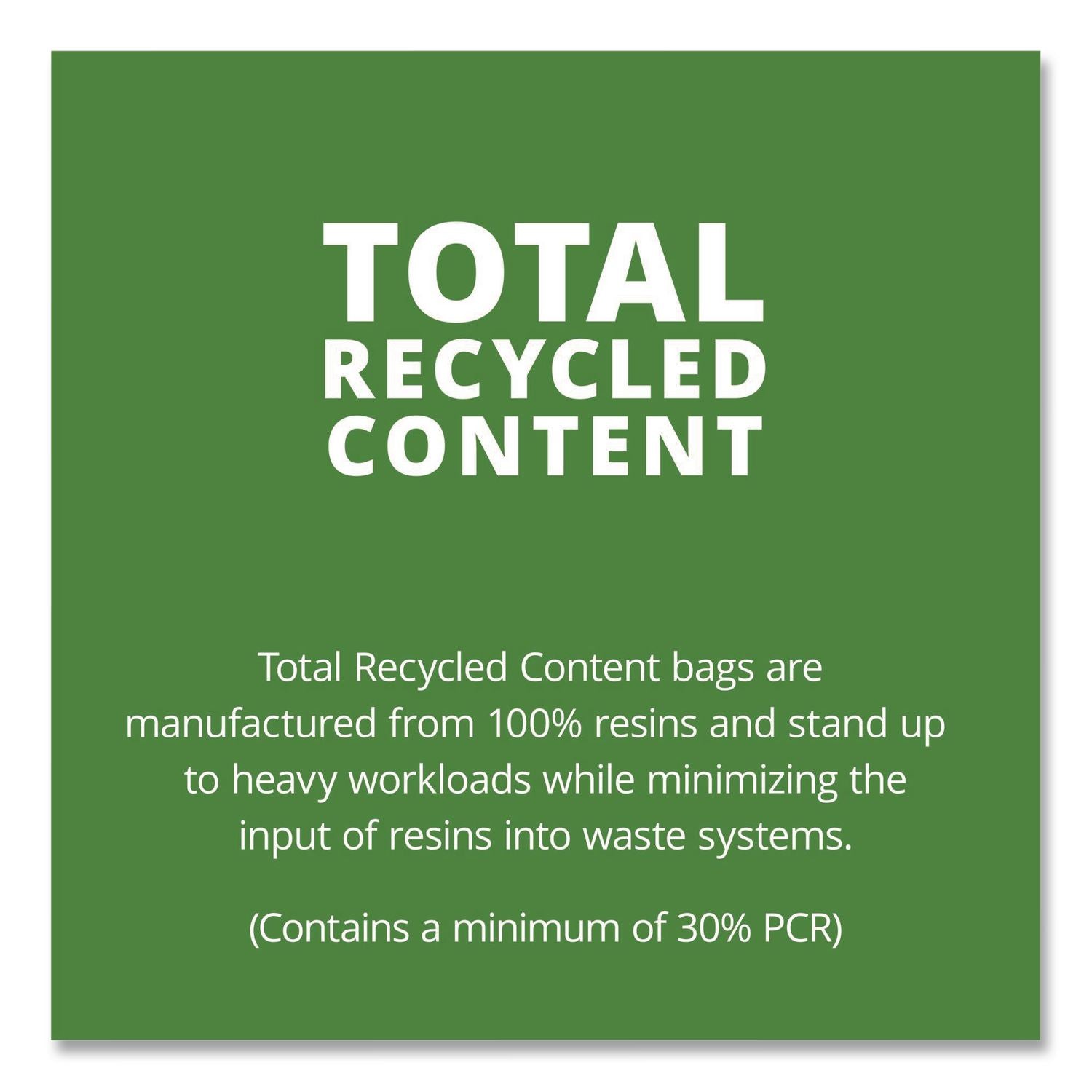 Total Recycled Content Plastic Trash Bags, 60 gal, 1.5 mil, 36" x 58", Brown/Black, 100/Carton
