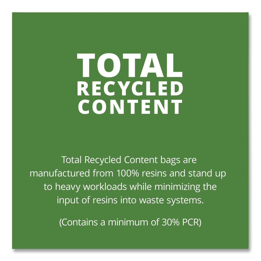 Total Recycled Content Plastic Trash Bags, 60 gal, 1.5 mil, 38" x 60", Brown/Black, 100/Carton